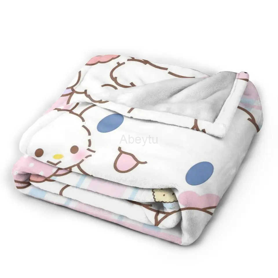 Sanrio Cinnamoroll Blankets Cartoon Flannel Awesome Breathable Throw Blankets for Bed Sofa Decoration H251201