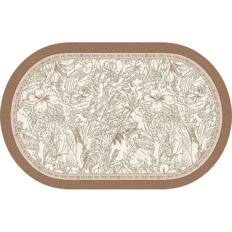 Absorbent quick-drying floor mat retro diat d non-slip cushion rubber foot mat H251129