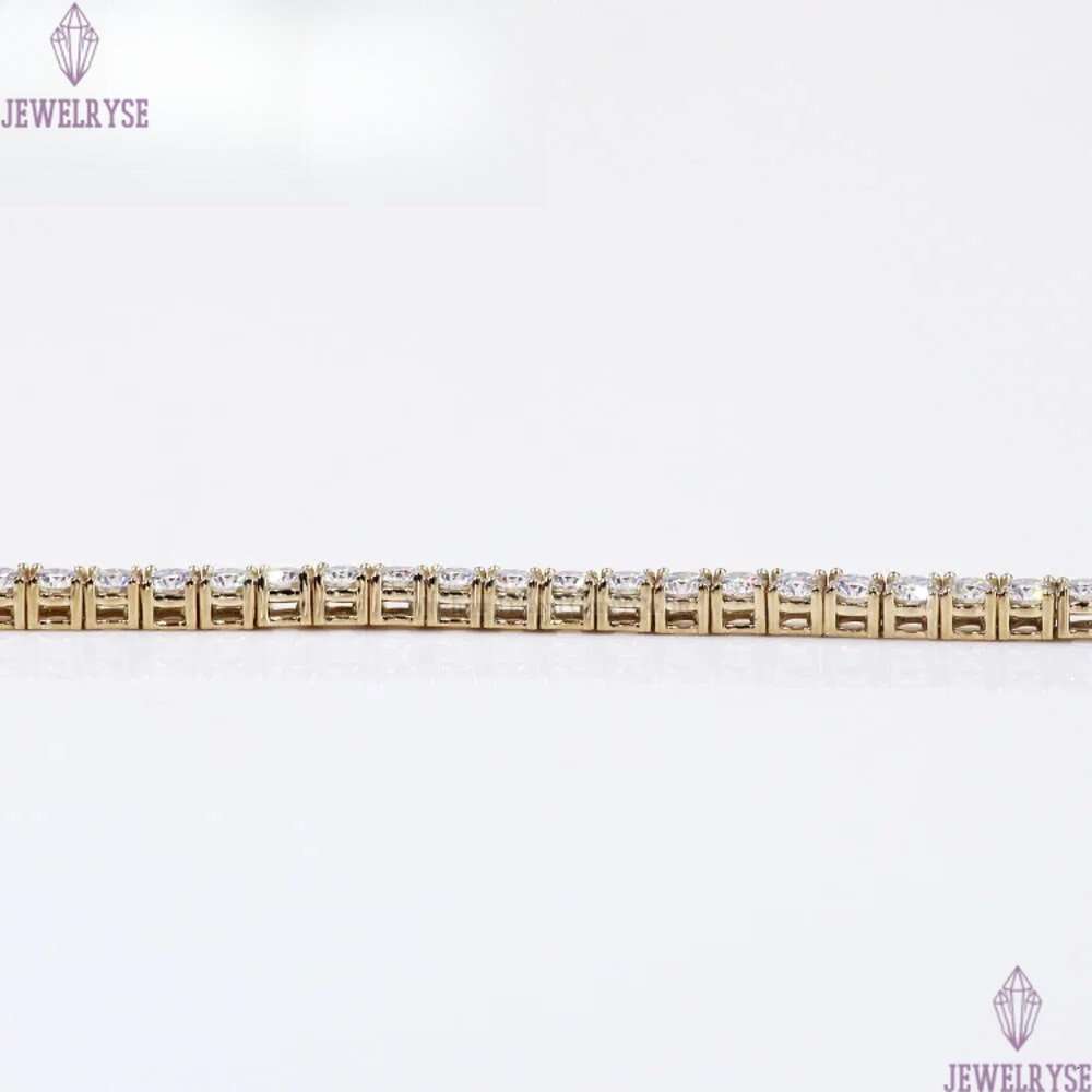 Tianyu Gems Customized Moissanite Dia 3.5mm Chain 14k/ Yellow Gold Tennis Bracelet