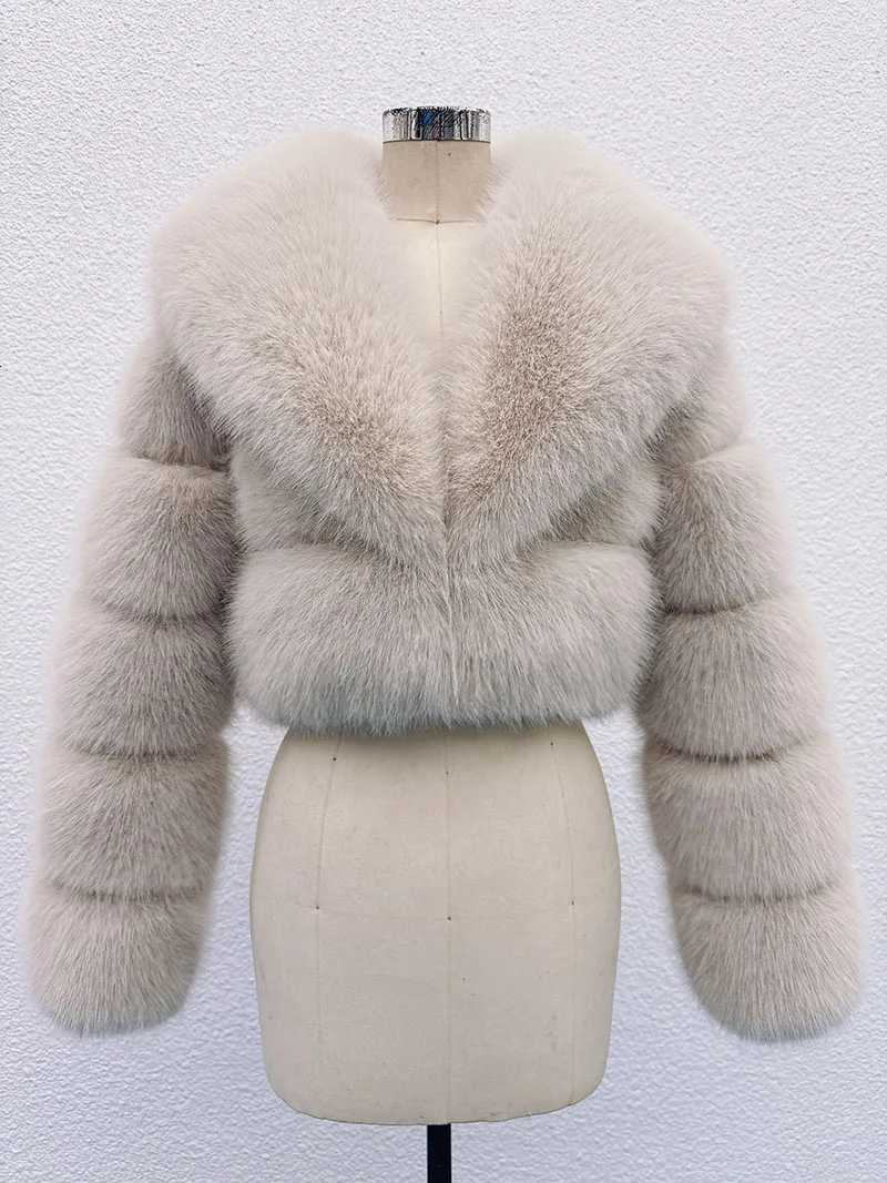 ZADORIN Luxury Big Collar Spliced Cropped Faux Fur Coat Woman Clothing Thicken Furry Faux Fur Jacket Winter Fur Coats Top MujerT251201