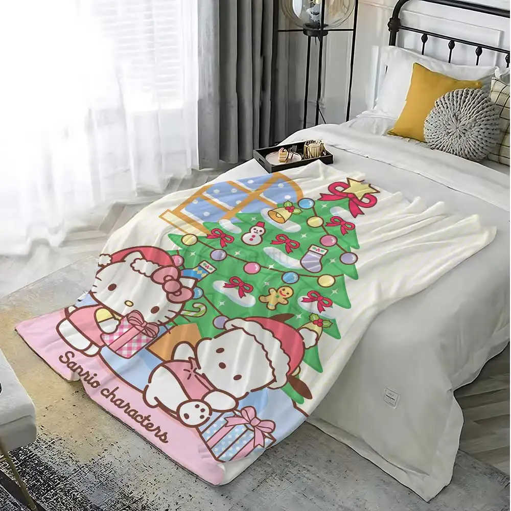 Sanrio Nap Blanket Sofa Winter Kawaii Christmas Sanrios Bedroom Decoration Fluffy Soft Blankets for Bed Home Bedspread the Throw Warm H251201