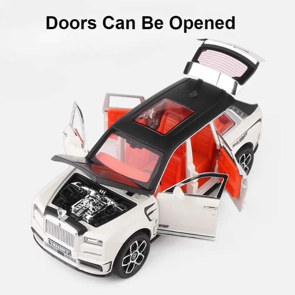 Scale 124 Rolls Royce Cullinan Mansory Car Model Toy Alloy Body Rubber Tires SUV Models Simulation Sound Light Kids Presents L251201