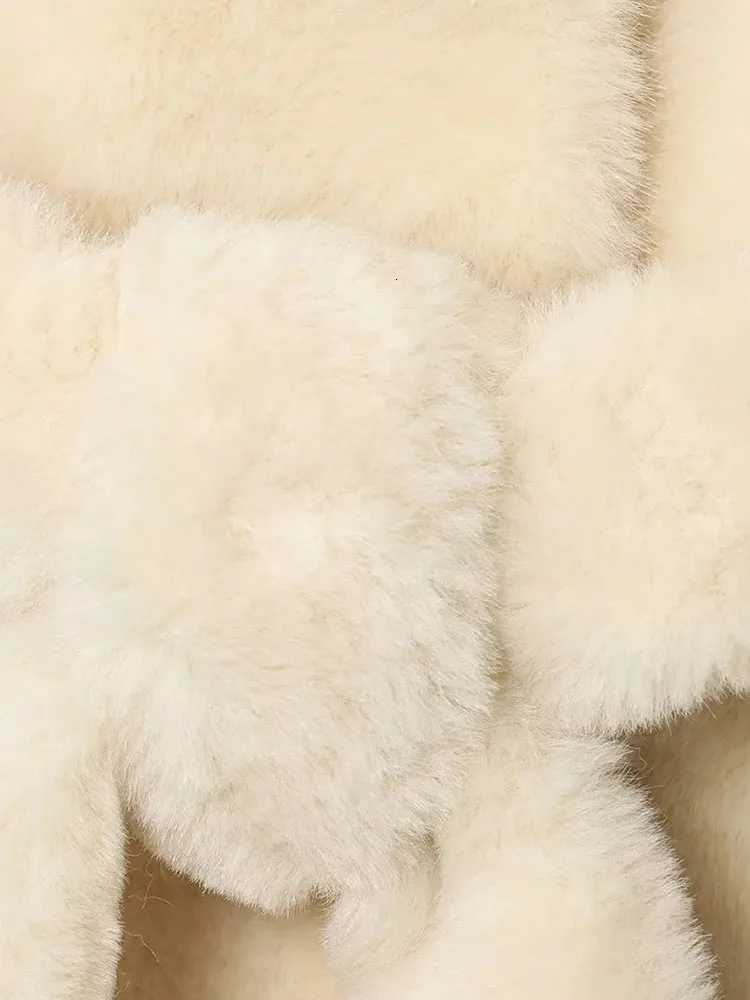 Women Thicken Faux Fur Coats For Autumn Winter Warm Long Sleeve Turn Down Collar Coats Chic New Belt Loose Jacket Street TopsT251201