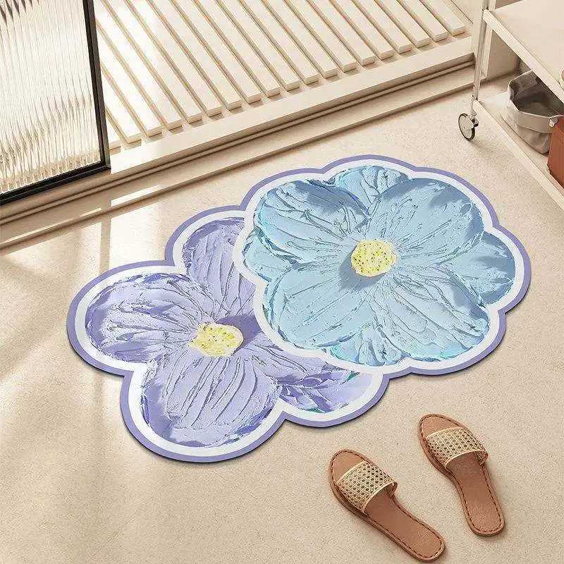 New Soft Diatite Mat Flower Diatoeous Earth Bath Mats Non-slip Bathro Tub Carpet Quick Dry Wen Ro Door Rug Absorbent H251129