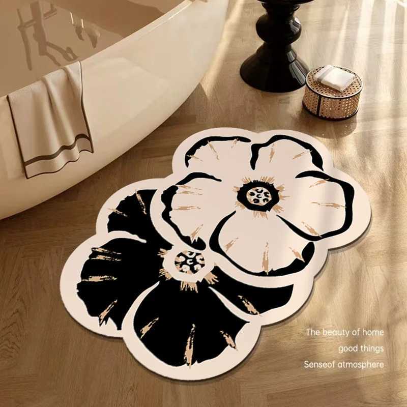 Toilet and bathro absorbent floor mat with irregar soft diatoeous earth quick drying anti slip foot pad luxury designer H251129