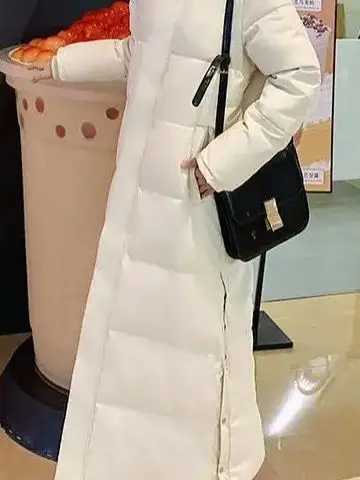 2024 Womens down Cotton Jacket Winter Thick Long Outerwear New Loose Super Long Over-Knee Cotton Coat Stylish And WarmT251201