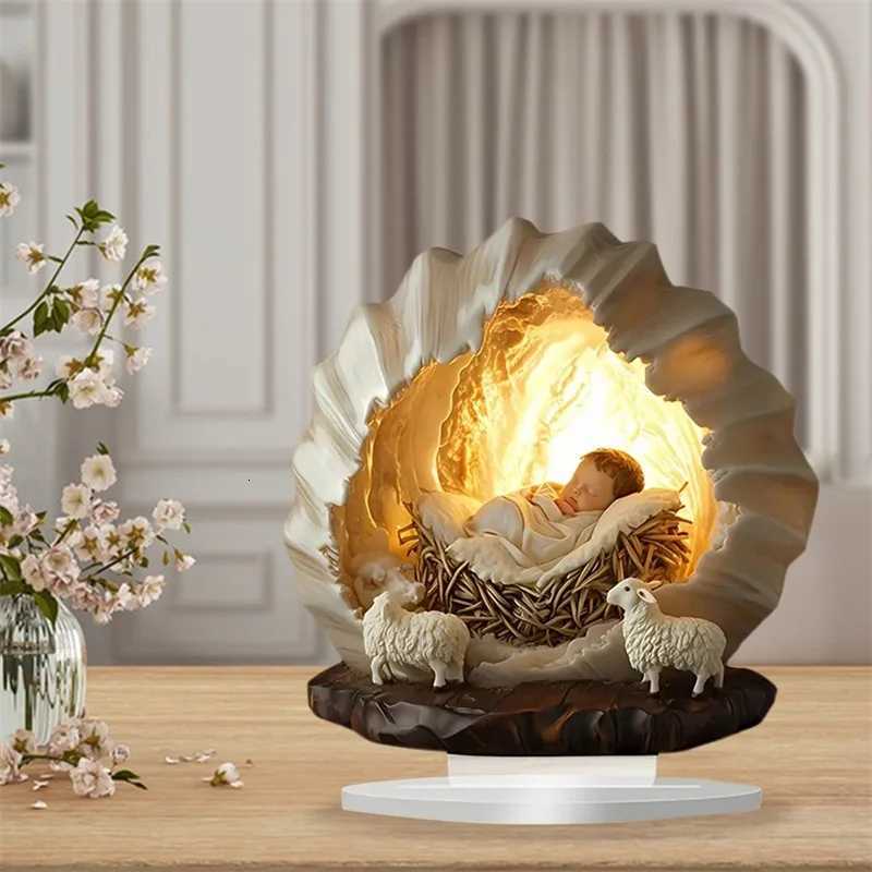 Small Nativity Scene The Birth of Jesus Decor Sleeping Baby Jesus Figurine Table Sign for He H251129