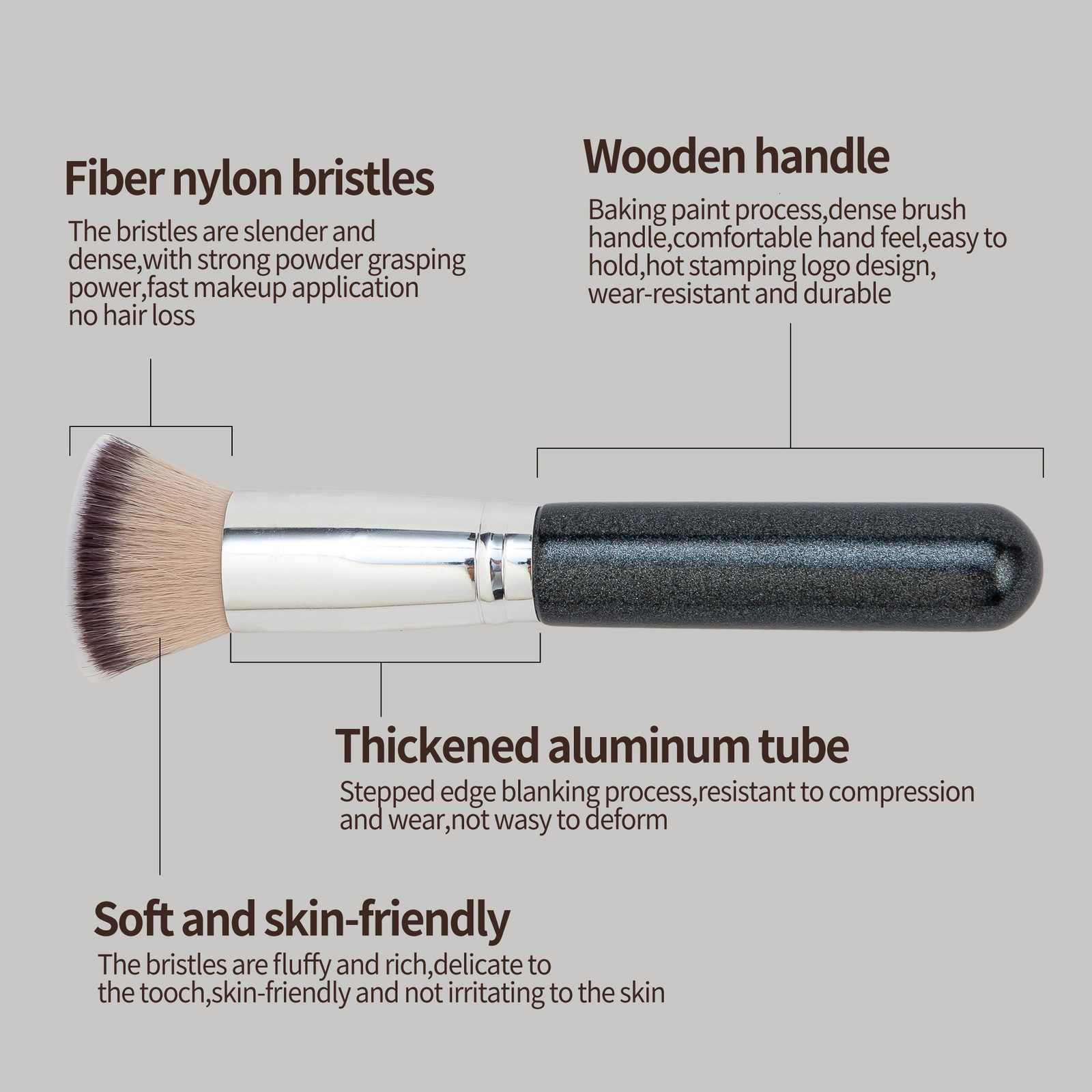 MAANGE 4Pcs makeup brush with case base concealer powder makeup brush soft and fluffy bristle large makeup brush set 240719