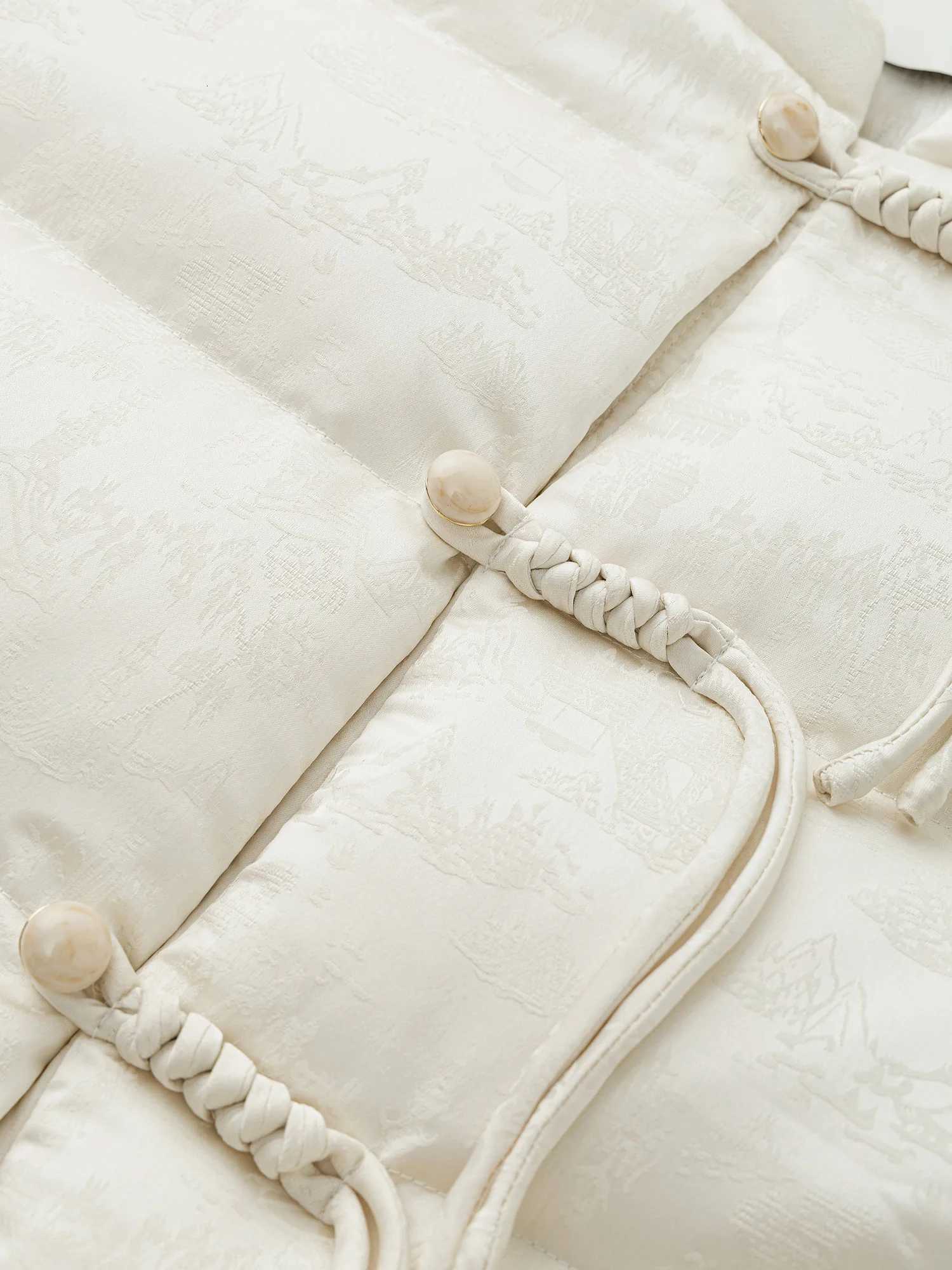 FSLE 1152G Filling Amount Stand-up Collar New Chinese Style Down Coat For Women 2024 New Jacquard Warm Casual Jacket 24FS14068T251201