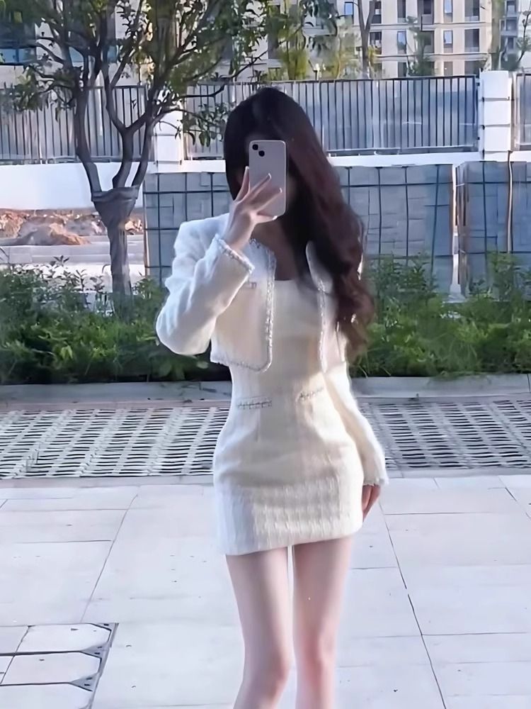 French Style Little Chanel Coat Autumn New Socialite Elegant Waist-Cinching Short Skirt Design Two-Piece Womens Set 250618