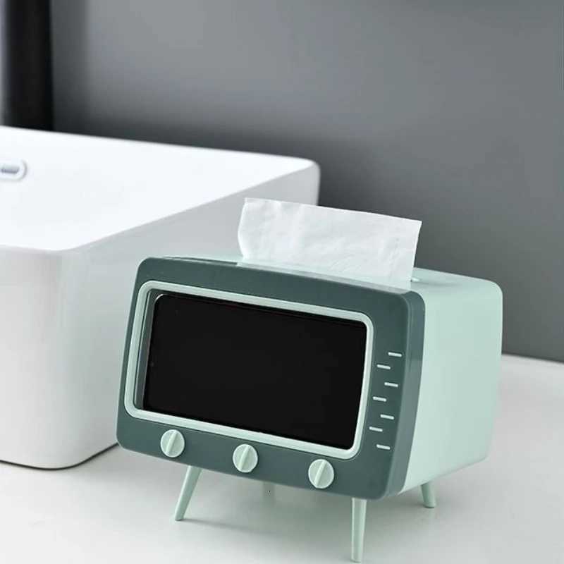 TV Shape Tissue Box Mtifunctional Storage Organizer for Living Ro Bathro Desktop Nordic Style Phone Holder Dispenser H251201