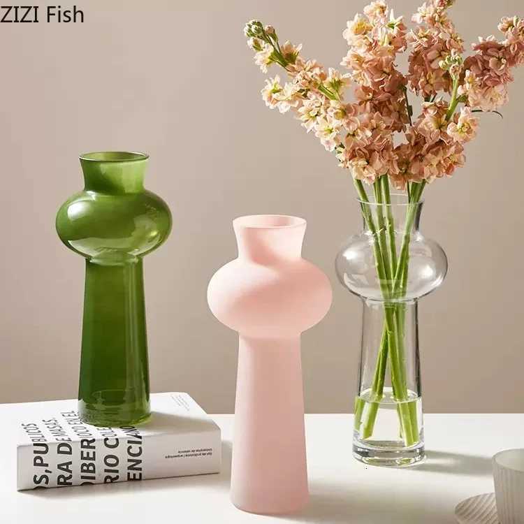 Green Vase Flowers Pots Hydroponic Flower Vessels Desk Decoration Flower Arrangement Floral Vases Ro Aesthetic Decor Y251201