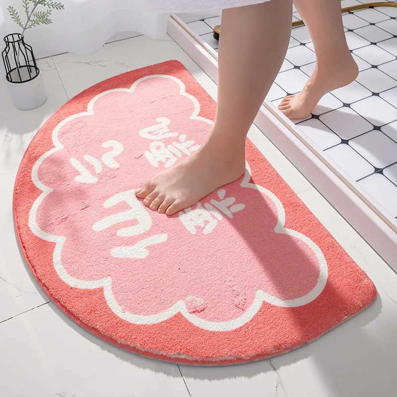 Cartoon Bathro Foot Mat Bathro Floor Carpet Thicke Half Round Bathro Anti Slip Mat Cute Door Mat Water Absorbing Carpet H251129