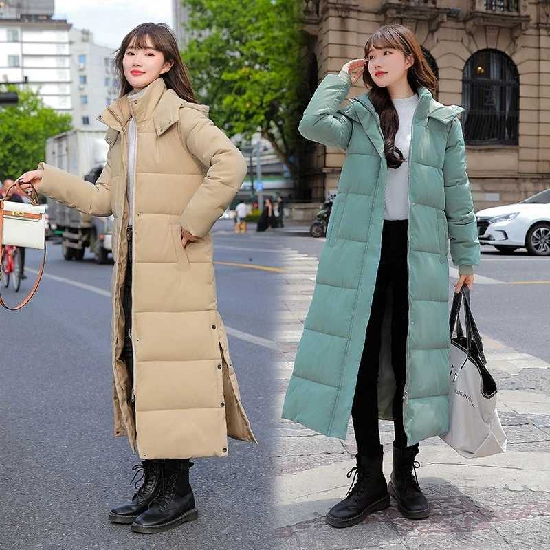 New Winter Women Cotton Coat Korean Loose Thicken Warm Lengthen Down Cotton Coat 2025 Women Hooded Long Parkas Plus Size OutwearT251201