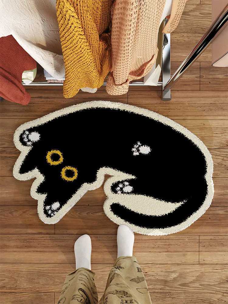 VIKAMA Cartoon Bedro Rug Cat Shaped Irregar Foot Mat Plush Ro Bedding Sofa Bed Blanket Dirt Resistant Cushion He Decor H251129