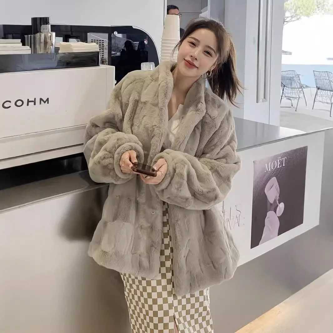 Mid Length Coat Women Faux Fur Coats Jackets Stand Collar Thick Warm Y2k Streetwear Jacket Work Casual Autumn Winter 2025T251201