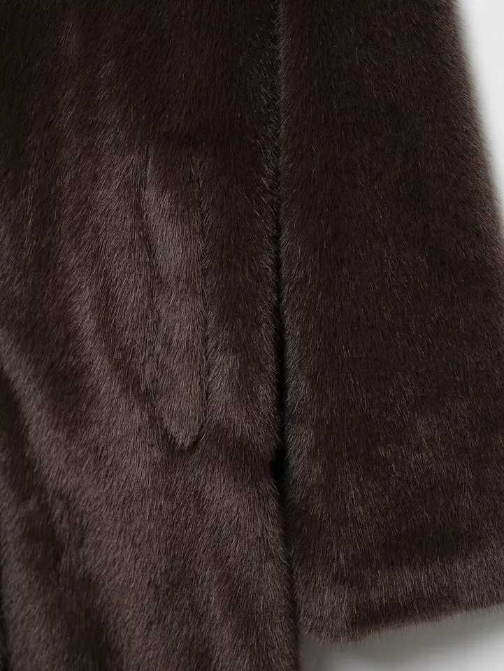 KONDALA Womens Fall Winter Faux Fur Long Coat Vintage Lapel Buttons Loose Coat New 2025 Fashion Casual High Street Warm CoatT251201