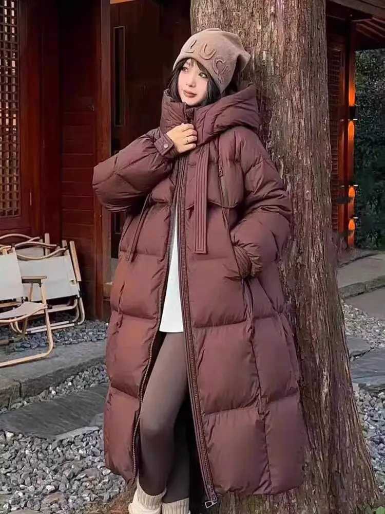 Fashions Long Womens Winter Down Jacket Loose Hooded Coats Thicken Warm White Duck Down Jacket High-end Parkas Light OutwearT251201