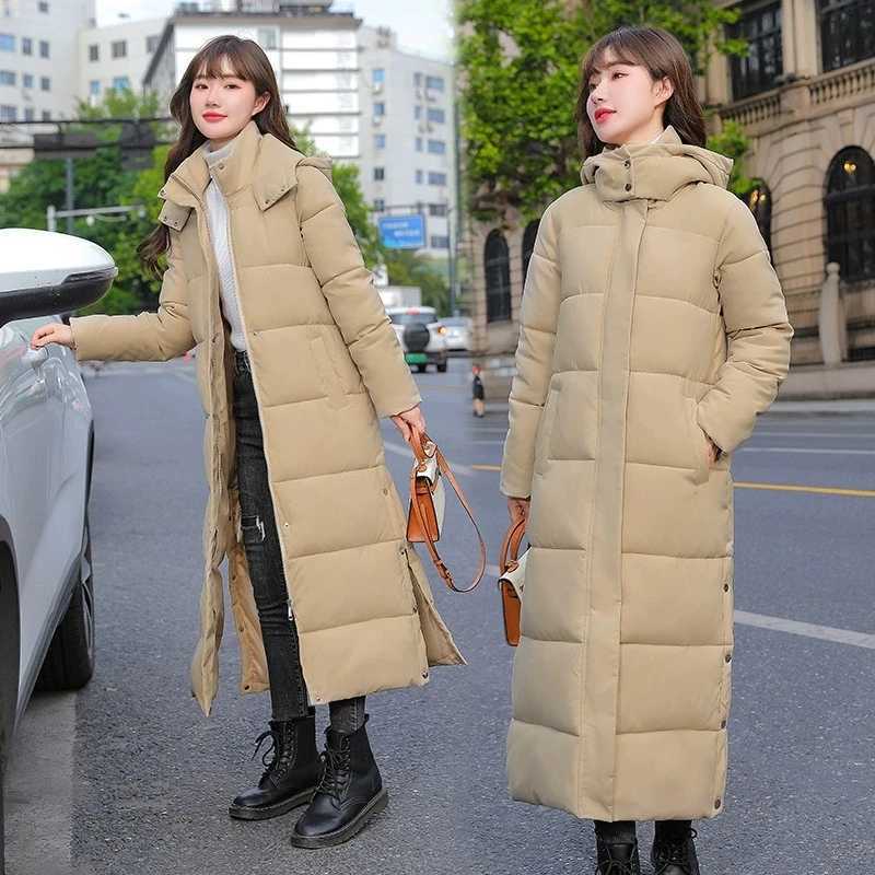New Winter Women Cotton Coat Korean Loose Thicken Warm Lengthen Down Cotton Coat 2025 Women Hooded Long Parkas Plus Size OutwearT251201