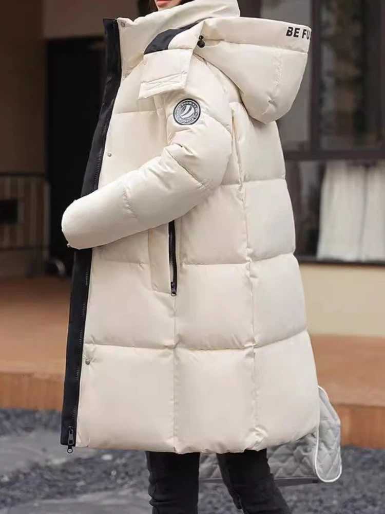 New in WomenS Winter Down Cotton Jacket Warm Thicken Cotton Padded Jacket Korean Loose Plus Size Parkas Outwear Long CoatT251201