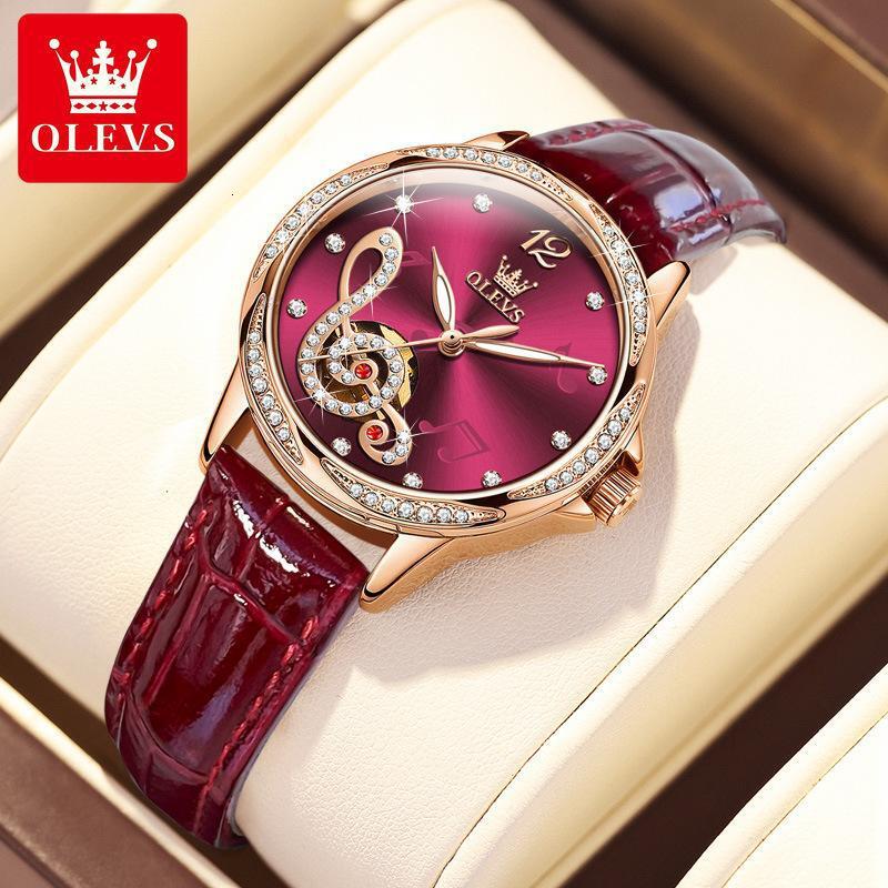 OLEVS Designer Luxury Women's Watches Fully Automatic Mechanical Watches Diamond-encrusted Note Dials Fashionable Ladies' Business Watches F