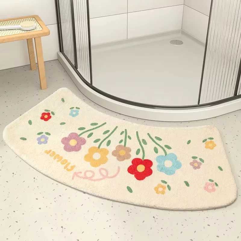 Cartoon Printed Pattern Household Anti-slip Mat Semi-circar Bathro Non-slip Foot Pads Super Soft Plush Bathro Floor Mat H251129