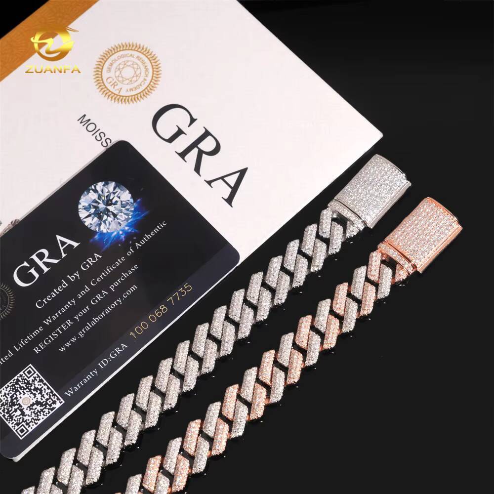 125MM High Quality Moissanite Hip Hop Bracelet 925 Silver Iced Out Moissanite Cuban Link Bracelet 1Row Higher Design Two Tone