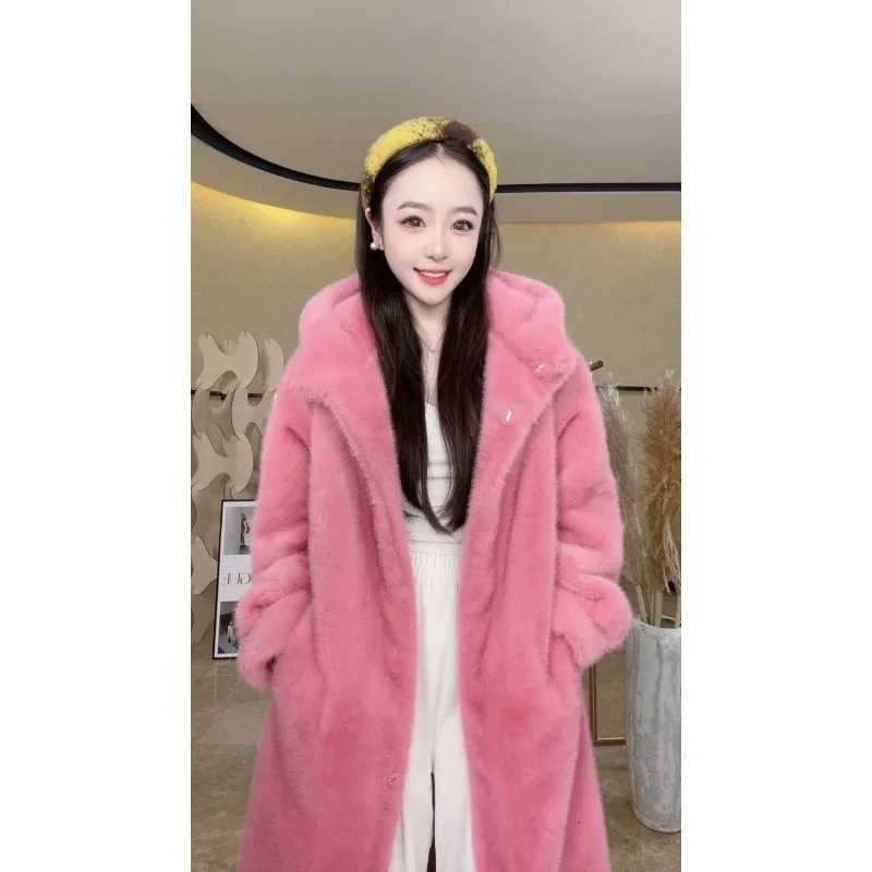 Comfort Warm High-end Elegant New Thickened Faux Mink Fur Coat for Women Hooded Light Luxury Fashion Versatile Fur Faux Fur CoatT251201