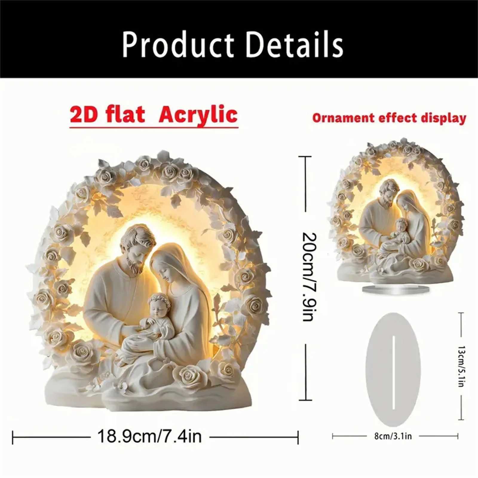 Small Nativity Scene Holly Family Figurine Table Sign Religious Decoration for He H251129