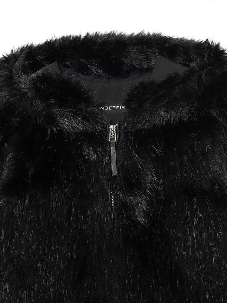 European and American style 2025 winter new arrivals womens clothing fashionable and versatile hooded faux fur jacketT251201