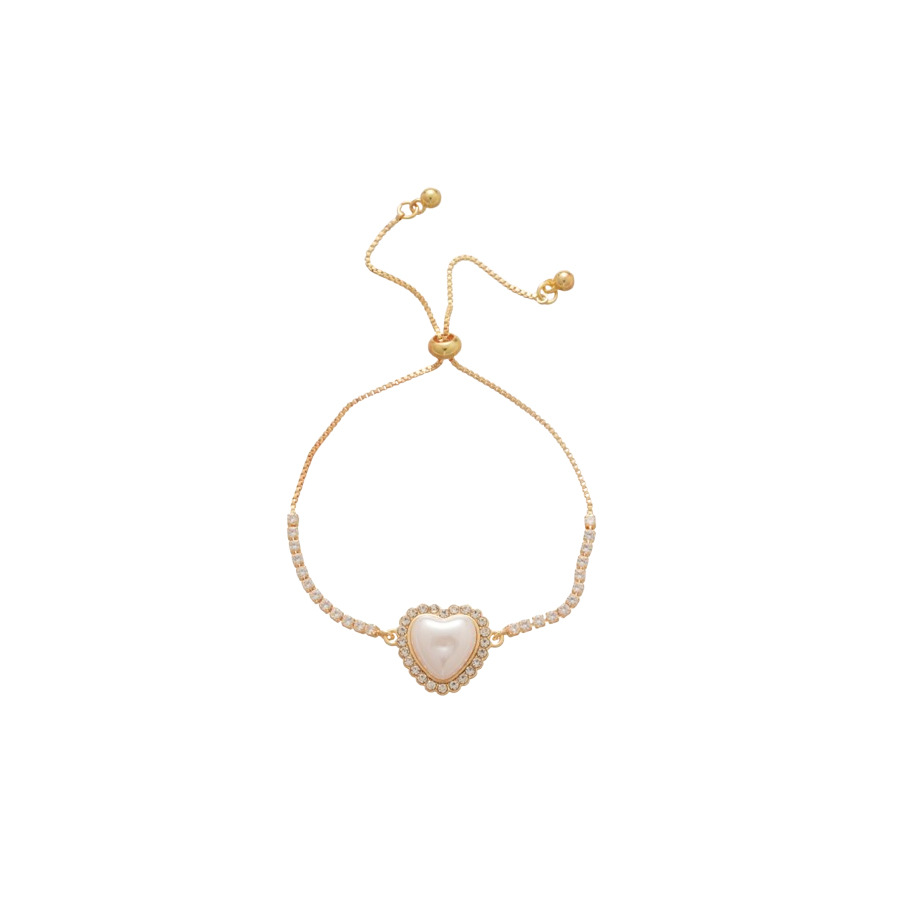 French Style Diamond-Encrusted Heart Geometric Pearl Elegant Vintage Exquisite Versatile Bracelet Light Luxury High-End Feel Women's Jewelry - view 9