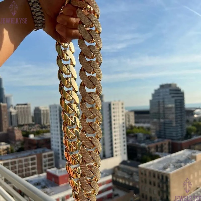 Iced Out 20 Mm Vvs Moissanite Dia Thick Prong k Chain Sterg Sier Miami Cuban Necklace For Men Gifts