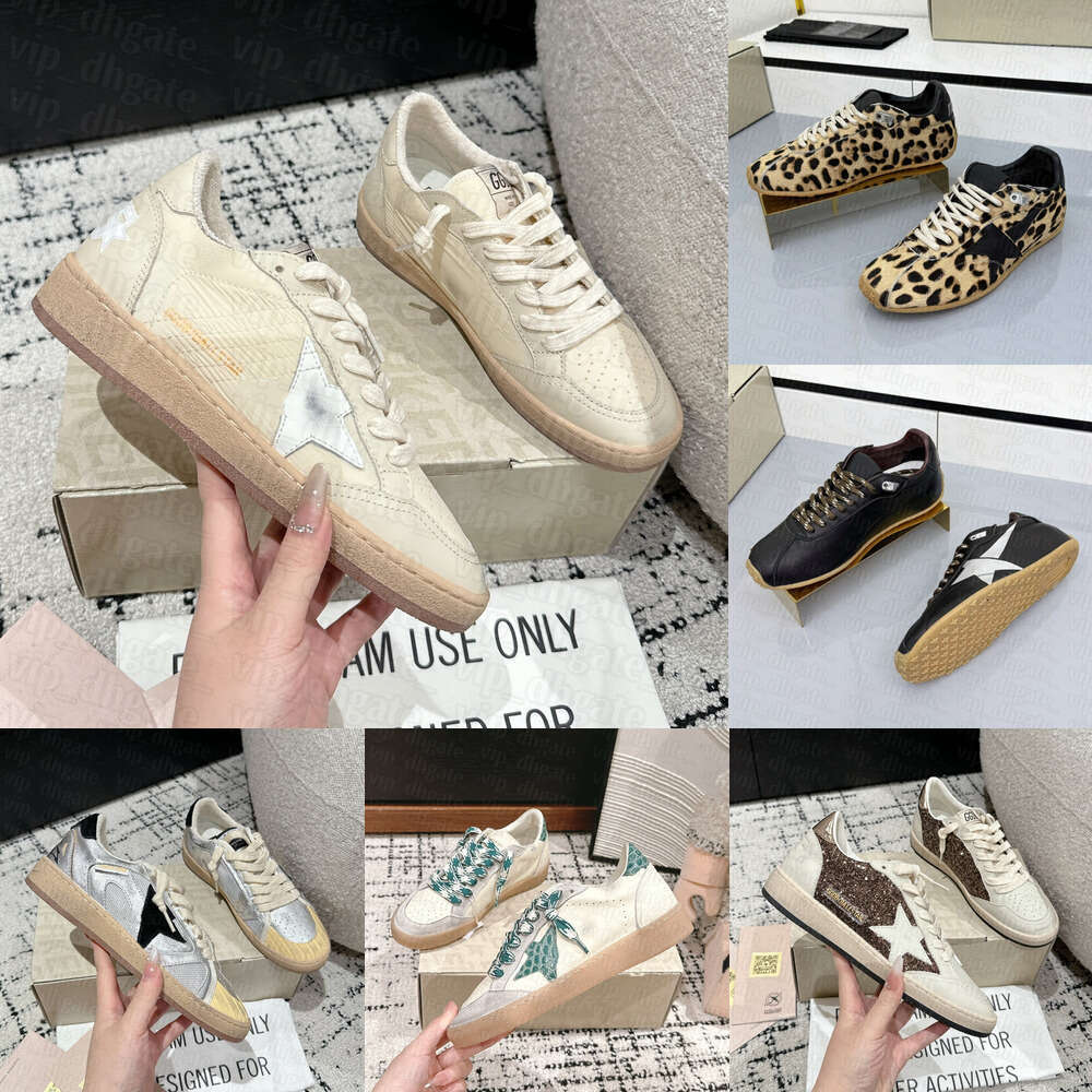 10a Walk Flat track sport outdoor Dirty tennis shoes Luxury leopard print sneaker Designer golden Womens Leather Casual Fashion trainer Run youth star woman shoe