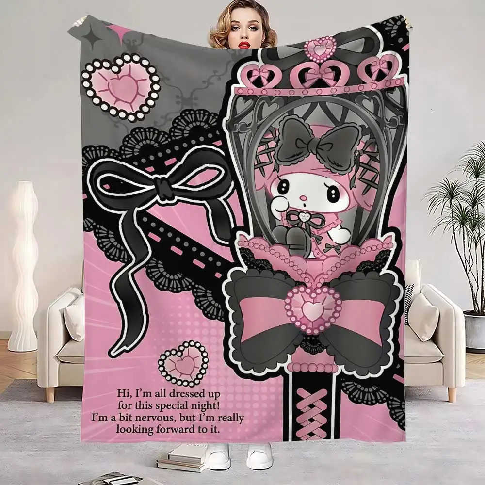 Sanrio Kawaii Magic Melodys Blanket Bed Blankets for Decorative Sofa Fluffy Plaid Home and Decoration Luxury Bedding Throw Knee Soft H251201