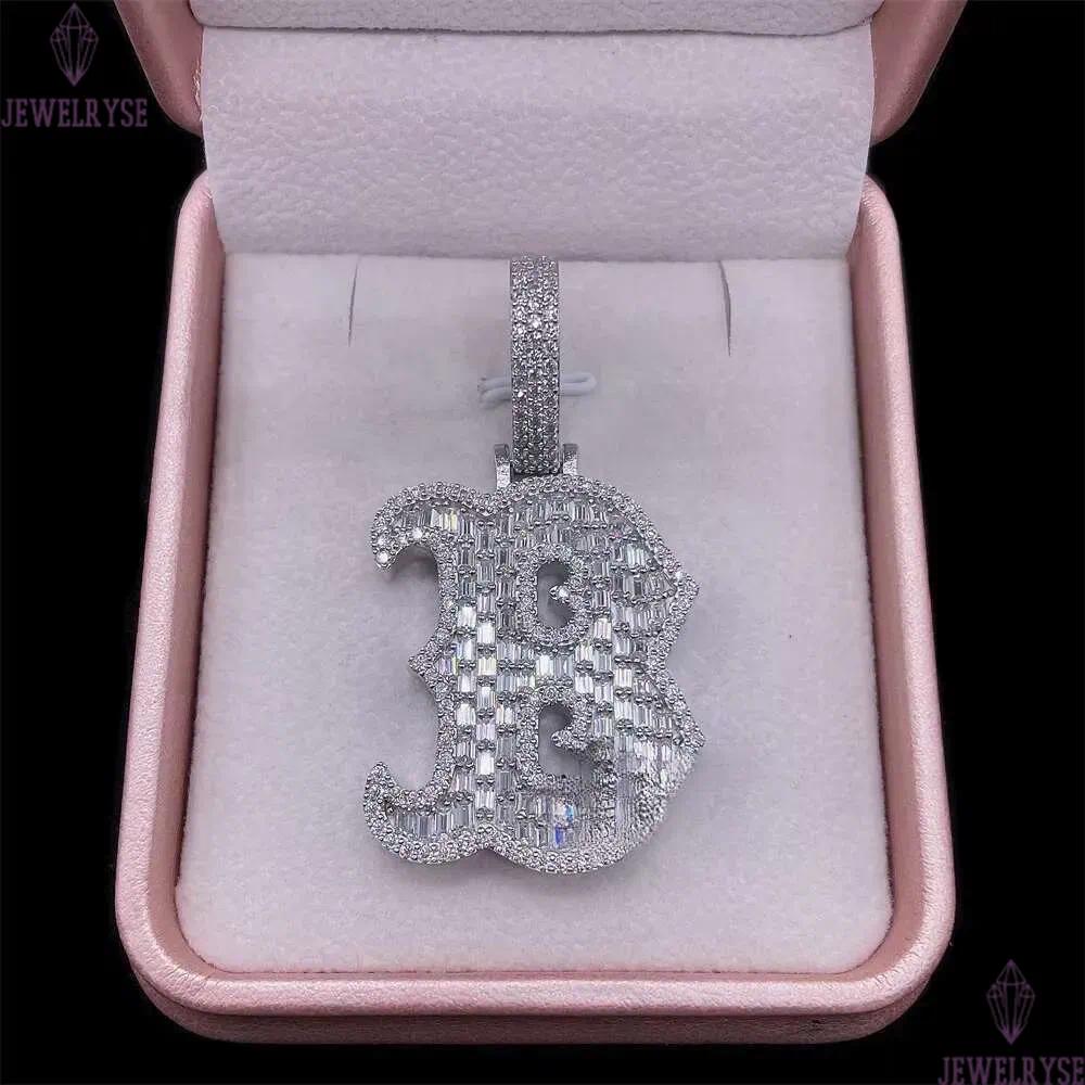 GRA Certificate Sterling Sier VVS Dia Iced Out Jewelry Initial Letter Custom Moissanite Pendant Hip Hop