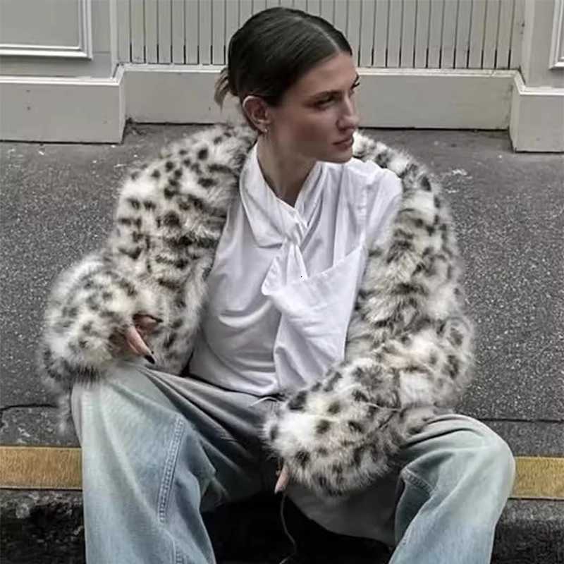 Trendix Faux Fur Leopard Print Coat For Women Winter New Warm Long Sleeve Jacket Cardigan Party Fashion Street Casual OuterwearT251201