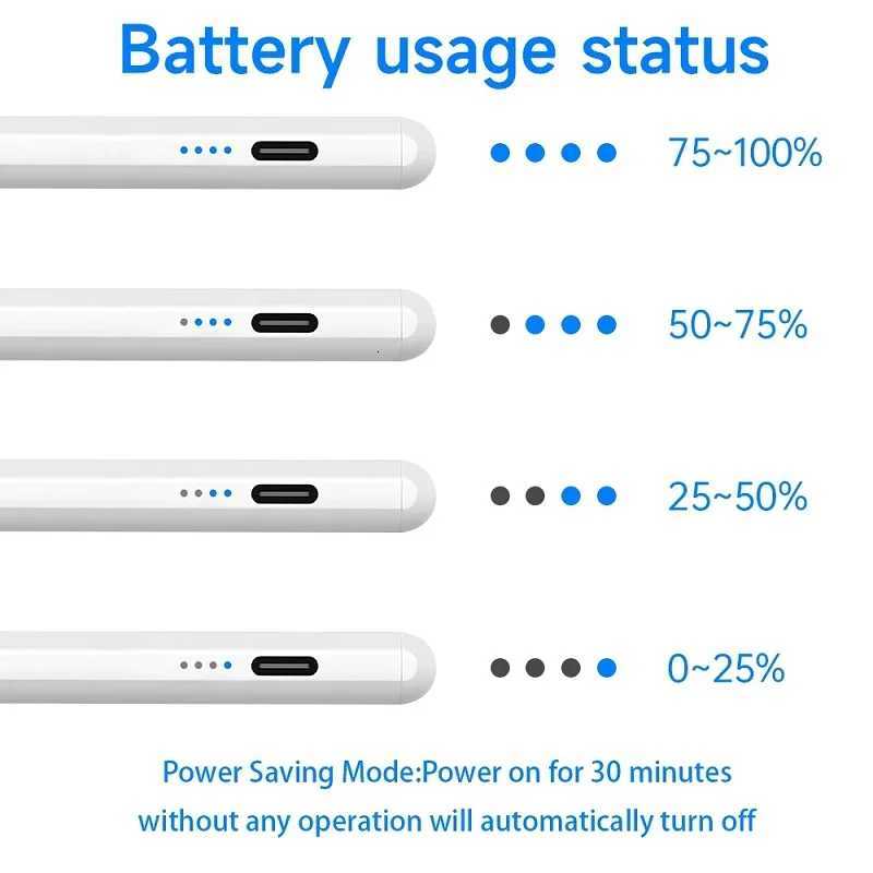 For Pencil 2 1 Palm Rejection Power Display iPad Accessories iPad 2022 2021 2020 2019 2018 Pro 11 129 Air Mini Stylus Pen C2512012