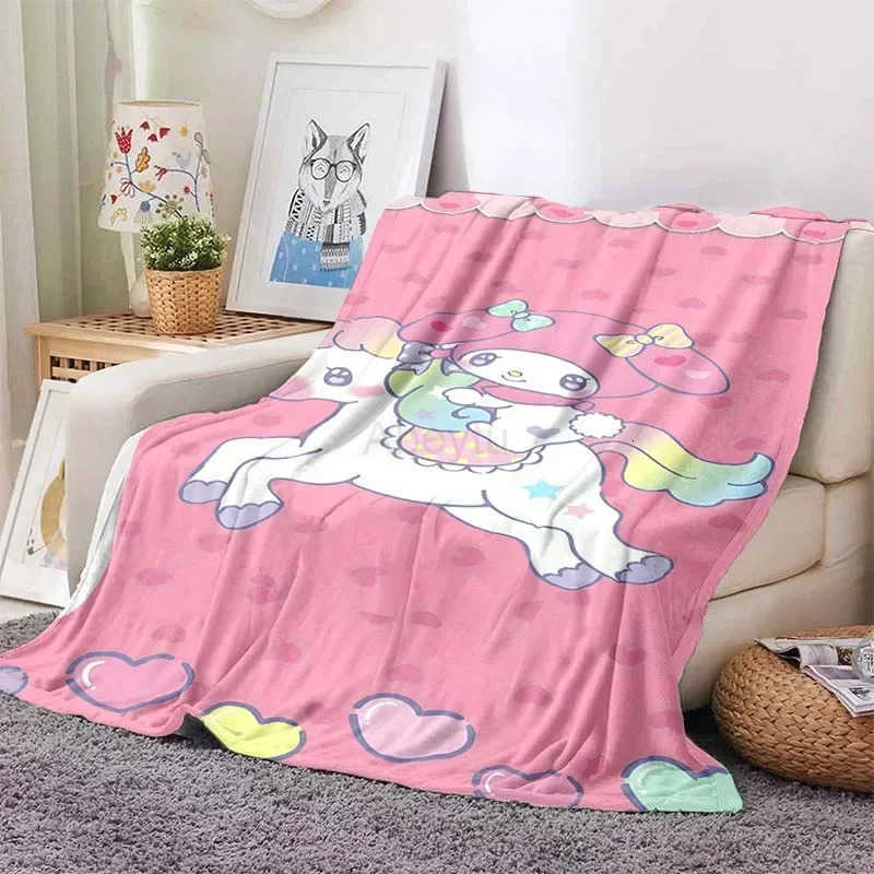 Sanrio Large Size My Melody Blanket for Sofa Hello Kitty Soft Flannel Throw Fluffy Bed Blanket New Born Winter Warm Blanket Gift H251201