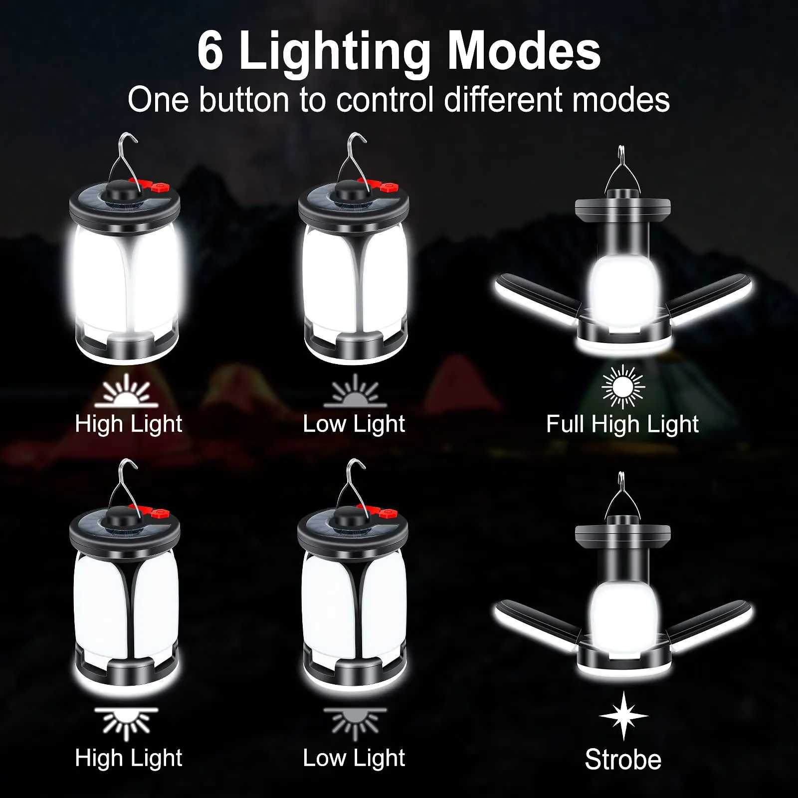Outdoor Camping Lantern LED Light 6 Modes 60 LED Ultra Bright Tent Light USB Solar Rechargeable Fishing Hiking Party Camp Light M251201