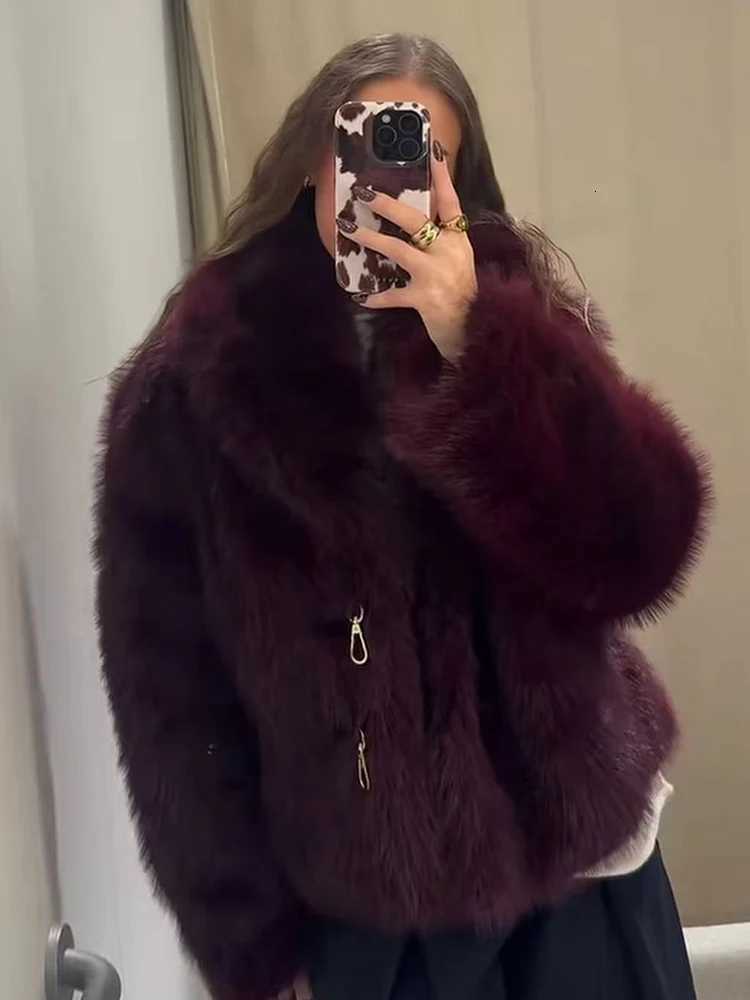 Womens Thick Warm Faux Fur Jacket Fashion Lapel Collar Solid Fluffy Fur Coat Winter New Long Sleeve Female Chic OuterwearT251201