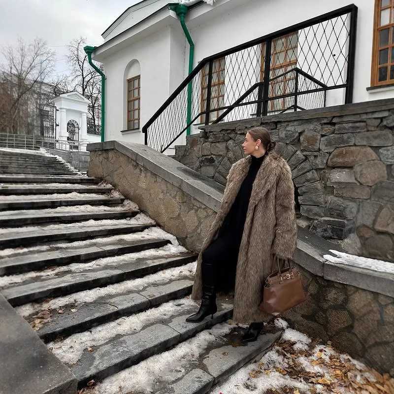 Luxury Winter Women Artificial Fur Coat Gradient Scarf Collar Faux Fur Jakcet For Female Long Floor Length Lady Mink Fur CoatT251201