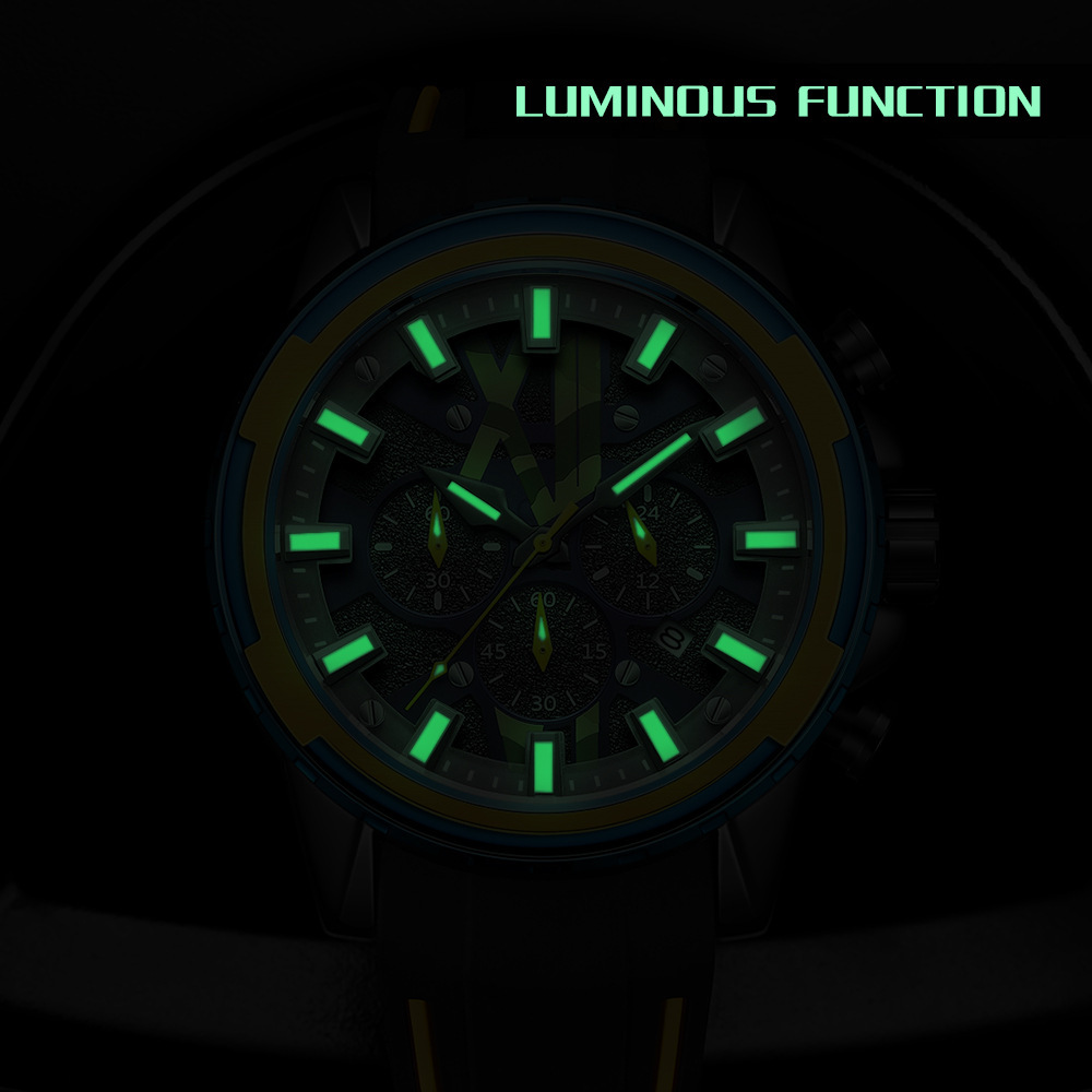 MEGIR Designer Trendy Men's Multifunctional Chronograph Luminous Waterproof Large Dial Quartz Watch Business Versatile Luxury Wristwatch Free Shi