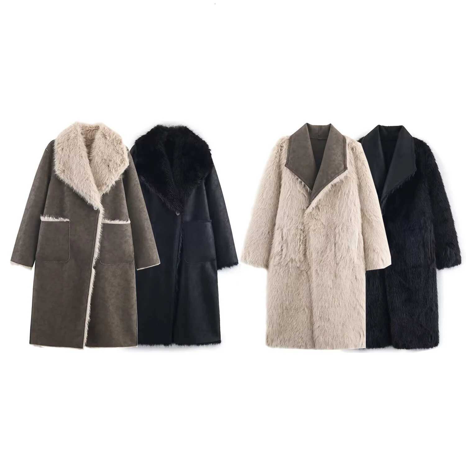 European and American style autumn new style loose double-sided wearing artificial fur effect coat jacketT251201