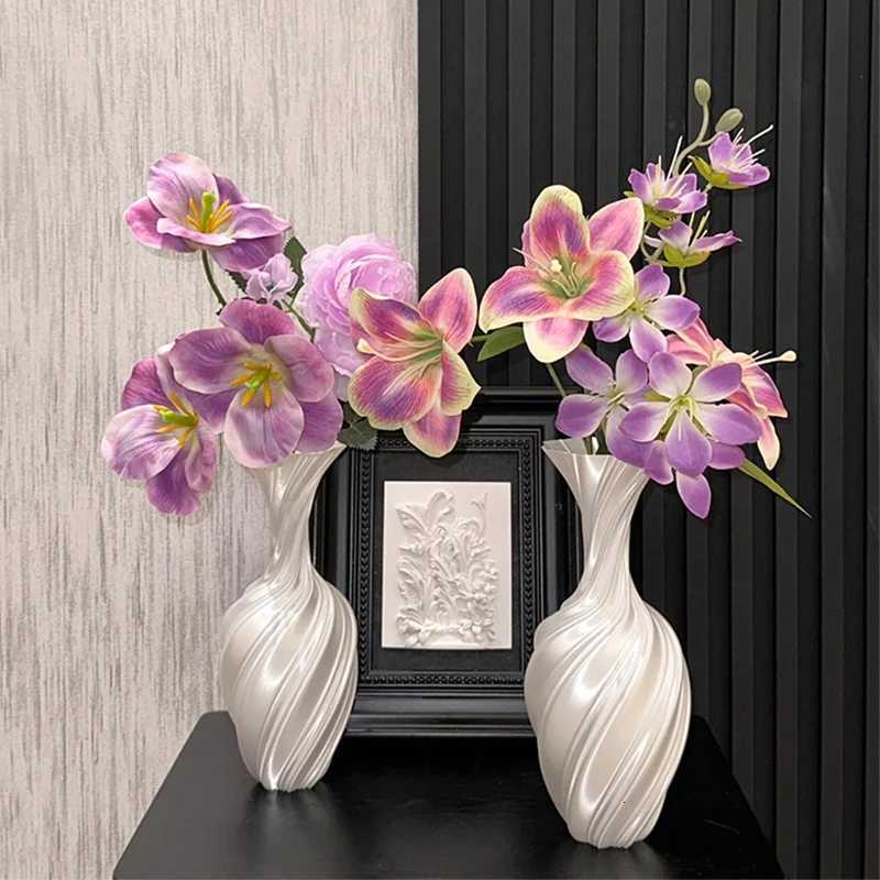 Modern Style Vase Ro Decoration Plastic Flower Vase Wihte Black Flower Bottle Aesthetic Floral Arrangement Display Vase Y251201