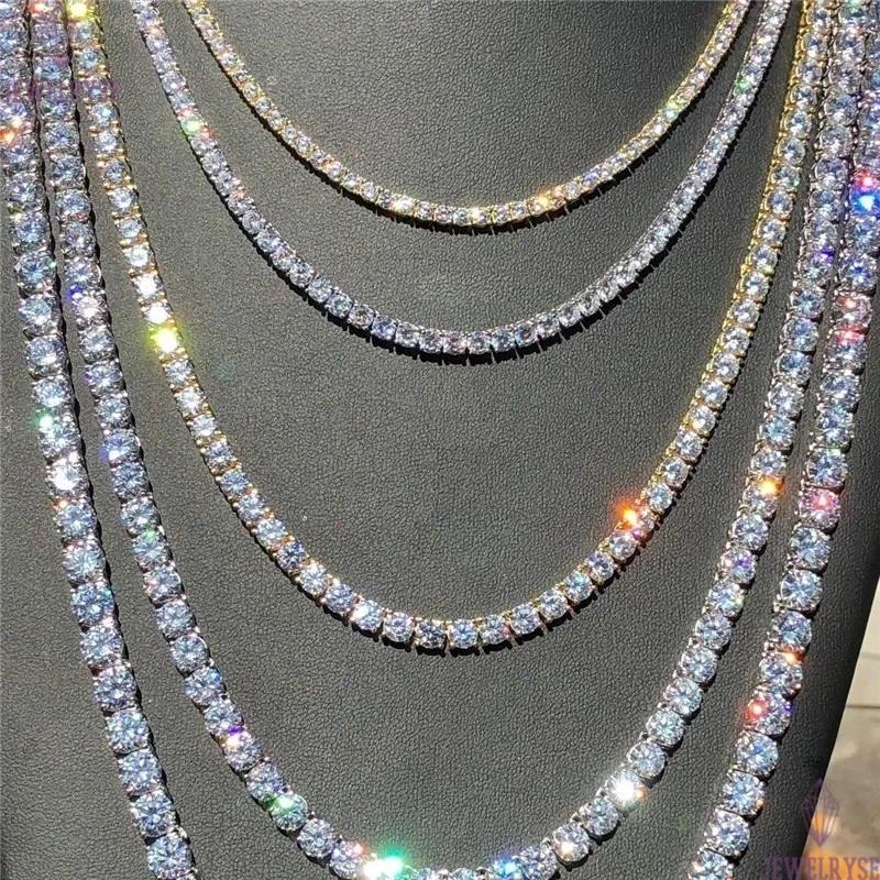 Iced Out Tennis Chains 1 Row Mens Necklaces Gold Silver Plated Luxury Fashion Artificial Diamond Rhinestone Bling Hip Hop Jewelry Bracelet for Women
