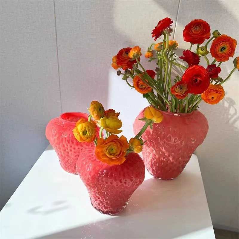 Strawberry Vase Ornament Premium Sense Hydroponic Flower Container Ro Dining Table Off Strawberry Vase He Ornament Y251201