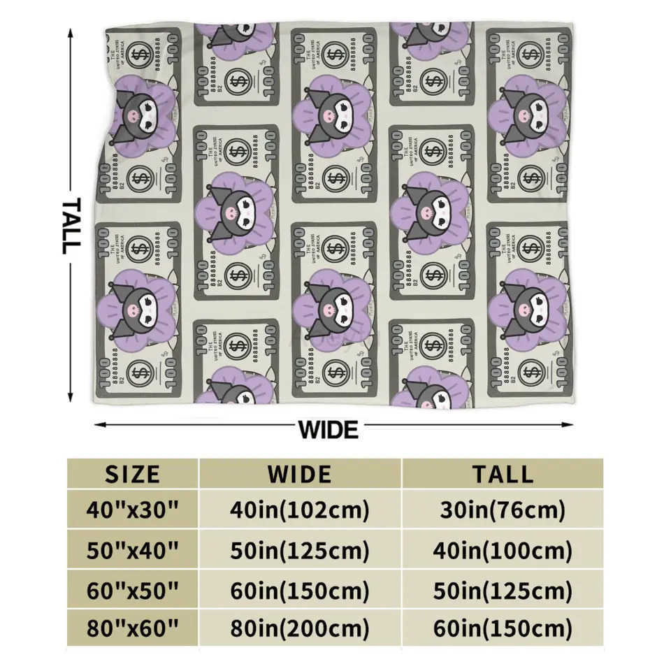 Sanrio Sanrios Kuromis Flannel Blanket Winter Purple Loves Warm Soft Throw Blanket for Girls Boys Couch Bed Bedspread Sofa Bed Cover H251201