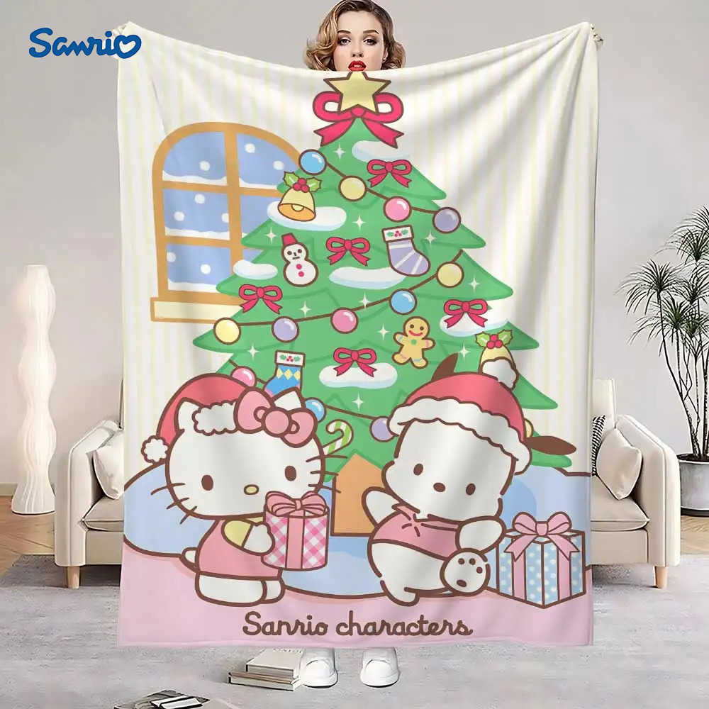 Sanrio Nap Blanket Sofa Winter Kawaii Christmas Sanrios Bedroom Decoration Fluffy Soft Blankets for Bed Home Bedspread the Throw Warm H251201