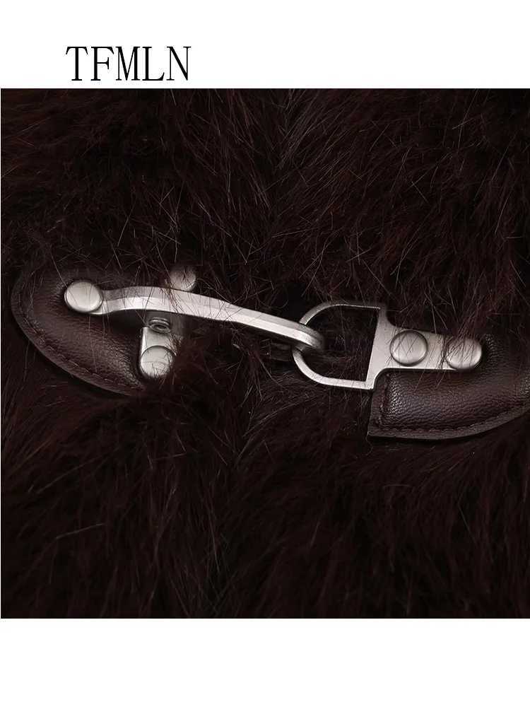 TFMLN Women Hooded Faux Fur Jackets 2025 Autumn Winter Fashion Thick Warm Causal Coats Chic Luxury Girls Furry Loose OutwearT251201