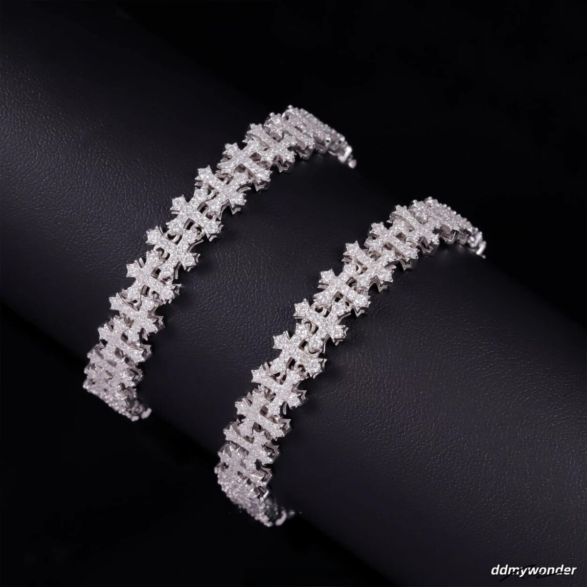 New Design Sterling Sier Gold Plated Link Bracelets Iced Out Vvs Moissanite Full Dia Cross Chain Bracelet Ddmywonder